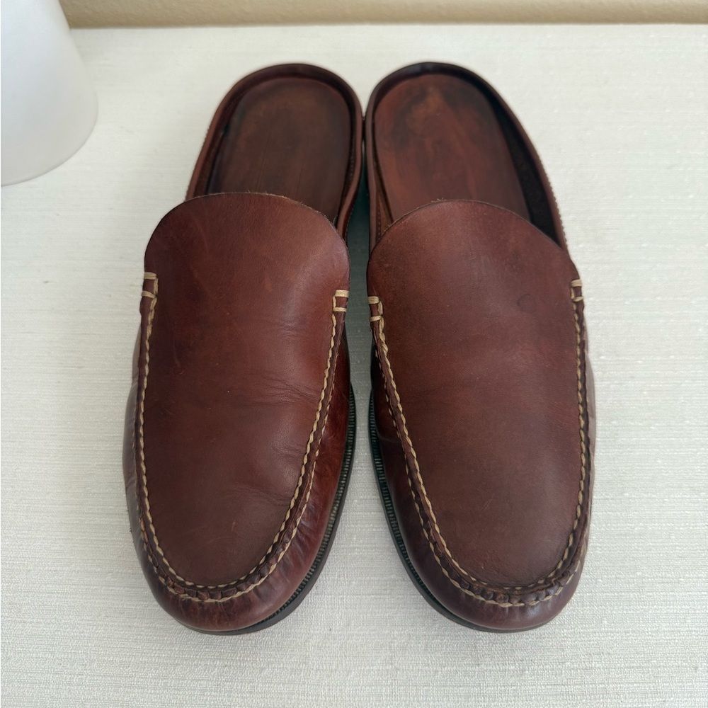 Cole Haan Rich Brown Leather Slip-On Loafer Mules - Picture 2 of 11
